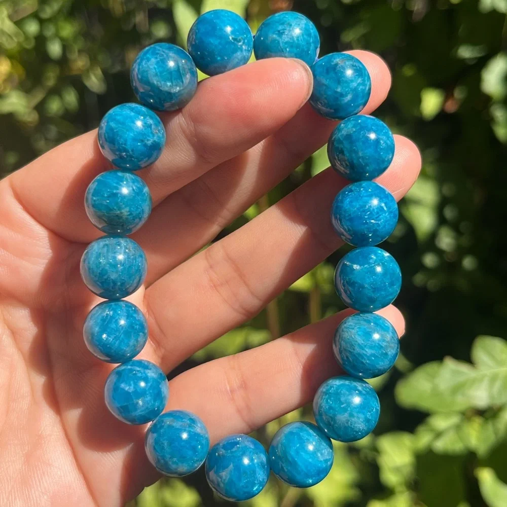 12.8mm stretchable flash blue apatite bracelet‎